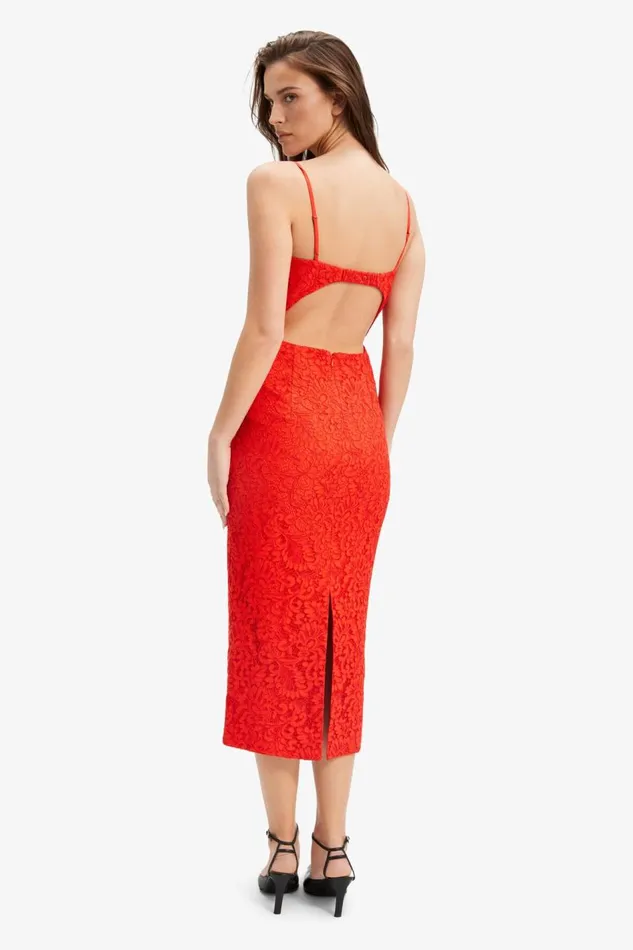 Bardot Party Dresses Women Ivanna Lace Midi Dress In Fire Red Fire Red Bardot Party Dresses Women Ivanna Lace Midi Dress In Fire Red Fire Red