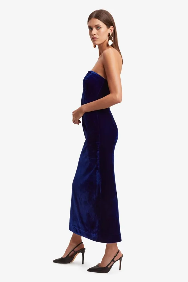 Bardot Party Dresses Women Lilah Velour Midi Dress In Vibrant Blue Vibrant Blue Bardot Party Dresses Women Lilah Velour Midi Dress In Vibrant Blue Vibrant Blue