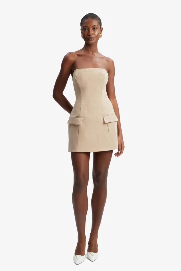 Bardot Party Dresses Women Madeline Hour Glass Mini Dress In Tan Tan Bardot Party Dresses Women Madeline Hour Glass Mini Dress In Tan Tan