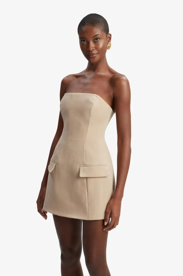 Bardot Party Dresses Women Madeline Hour Glass Mini Dress In Tan Tan Bardot Party Dresses Women Madeline Hour Glass Mini Dress In Tan Tan