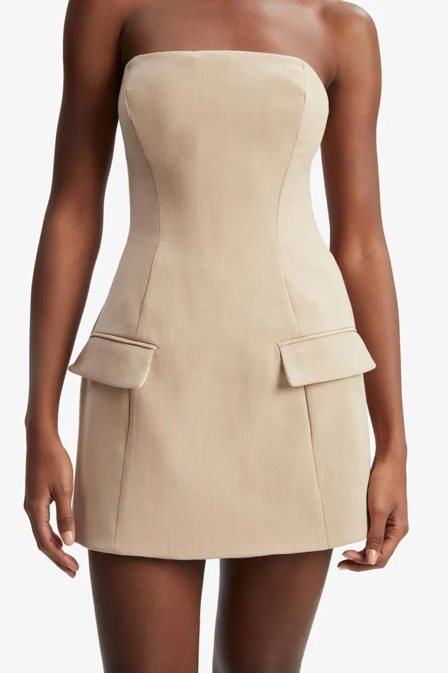 Bardot Party Dresses Women Madeline Hour Glass Mini Dress In Tan Tan Bardot Party Dresses Women Madeline Hour Glass Mini Dress In Tan Tan