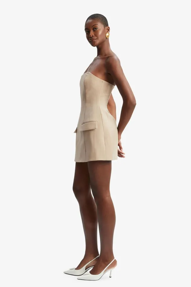 Bardot Party Dresses Women Madeline Hour Glass Mini Dress In Tan Tan Bardot Party Dresses Women Madeline Hour Glass Mini Dress In Tan Tan