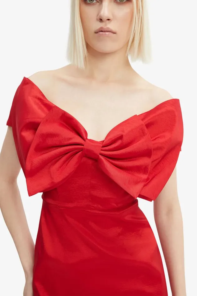 Bardot Party Dresses Women Mini Bow Dress In Fire Red Fire Red Bardot Party Dresses Women Mini Bow Dress In Fire Red Fire Red