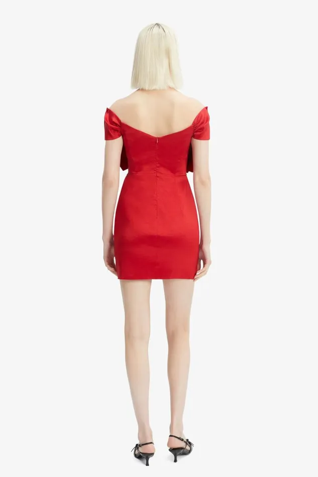 Bardot Party Dresses Women Mini Bow Dress In Fire Red Fire Red Bardot Party Dresses Women Mini Bow Dress In Fire Red Fire Red