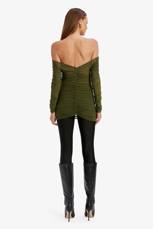 Bardot Party Tops Women Camelia Mesh Top In Khaki Khaki Bardot Party Tops Women Camelia Mesh Top In Khaki Khaki