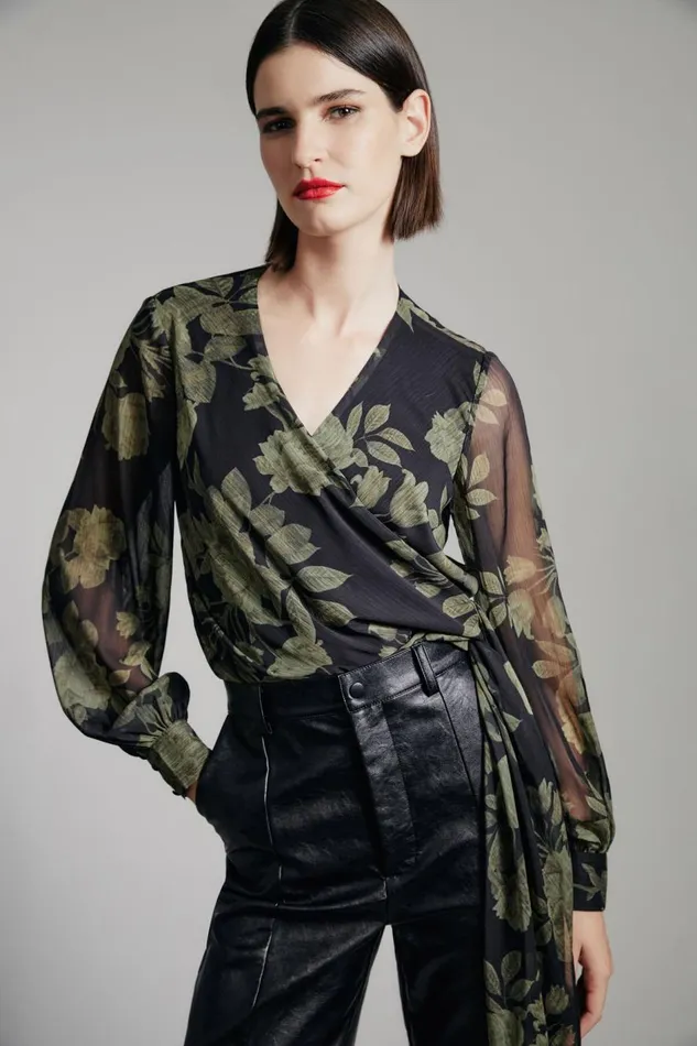 Bardot Party Tops Women Diana Wrap Top In Green Flo Green Flo