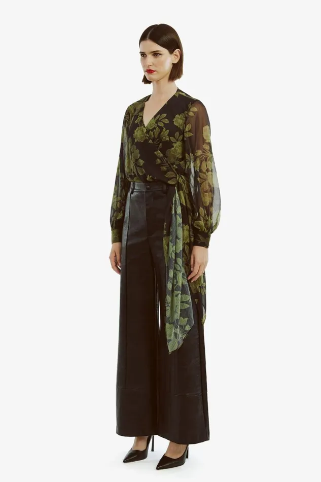 Bardot Party Tops Women Diana Wrap Top In Green Flo Green Flo Bardot Party Tops Women Diana Wrap Top In Green Flo Green Flo