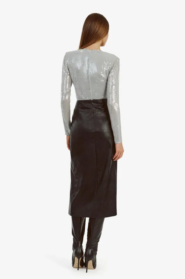 Bardot Party Tops Women Emelia Sequin Wrap Bodysuit In Dove Grey Dove Grey Bardot Party Tops Women Emelia Sequin Wrap Bodysuit In Dove Grey Dove Grey