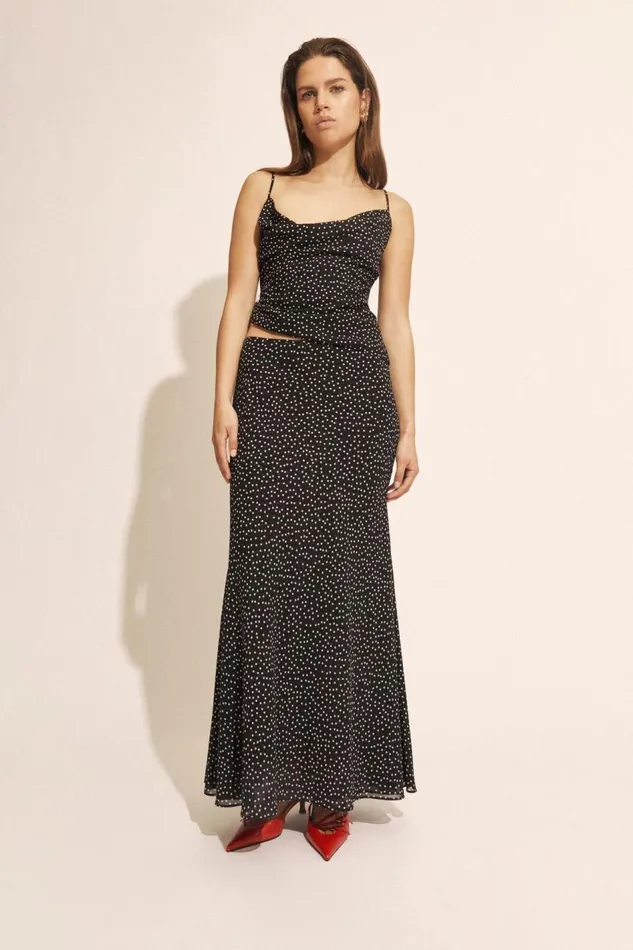 Bardot Party Tops Women Monroe Cowl Neck Spot Cami In Black Spot Black Spot