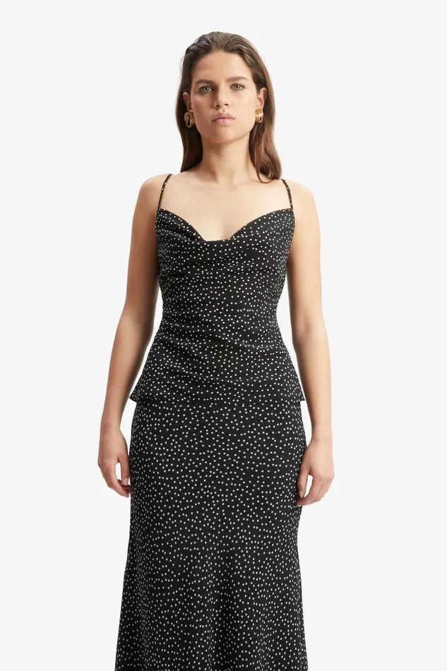 Bardot Party Tops Women Monroe Cowl Neck Spot Cami In Black Spot Black Spot Bardot Party Tops Women Monroe Cowl Neck Spot Cami In Black Spot Black Spot