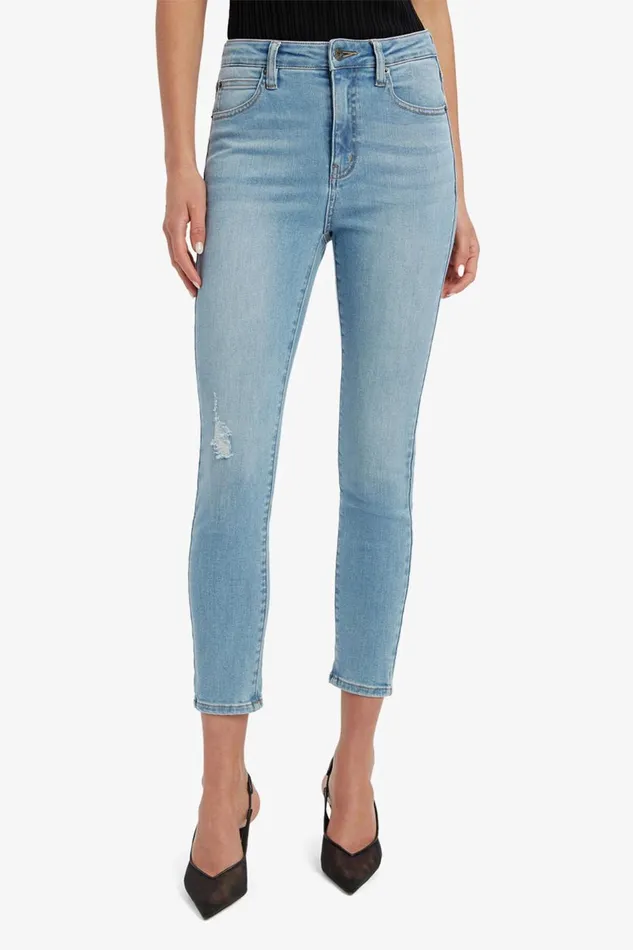 Bardot Skinny Jean Women Khloe Hi Crop Rip Jeans In Light Denim Light Denim Bardot Skinny Jean Women Khloe Hi Crop Rip Jeans In Light Denim Light Denim