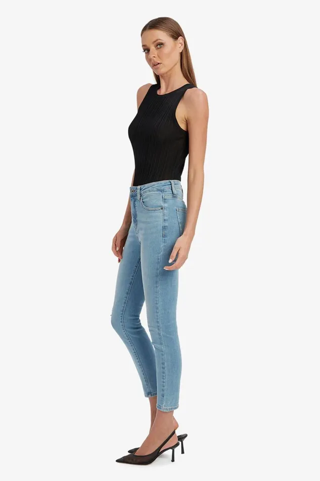 Bardot Skinny Jean Women Khloe Hi Crop Rip Jeans In Light Denim Light Denim Bardot Skinny Jean Women Khloe Hi Crop Rip Jeans In Light Denim Light Denim
