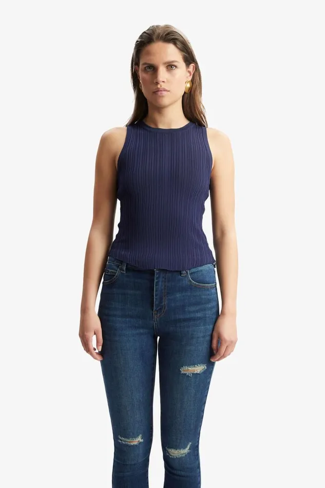 Bardot Tanks and Camis Women Merel Knit Tank In Navy Navy Bardot Tanks and Camis Women Merel Knit Tank In Navy Navy