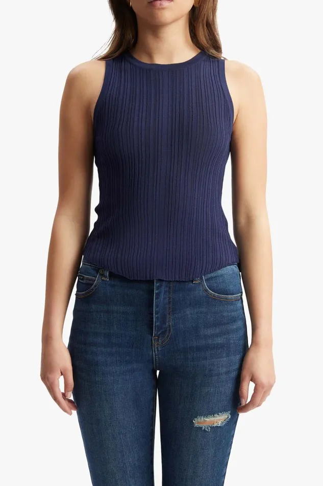 Bardot Tanks and Camis Women Merel Knit Tank In Navy Navy Bardot Tanks and Camis Women Merel Knit Tank In Navy Navy