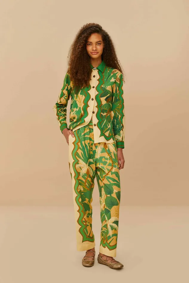 Beige Tropical Isla Lenzing Ecovero Euroflax Pants Women FARM Rio Pants