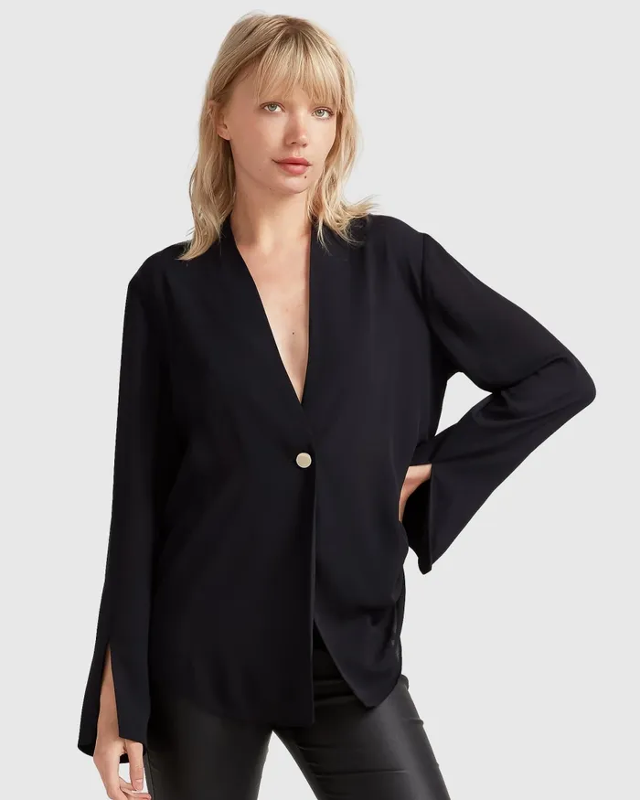 Belle and Bloom Coats and Jackets Women Sheer Genius Lightweight Blazer 8211 Black