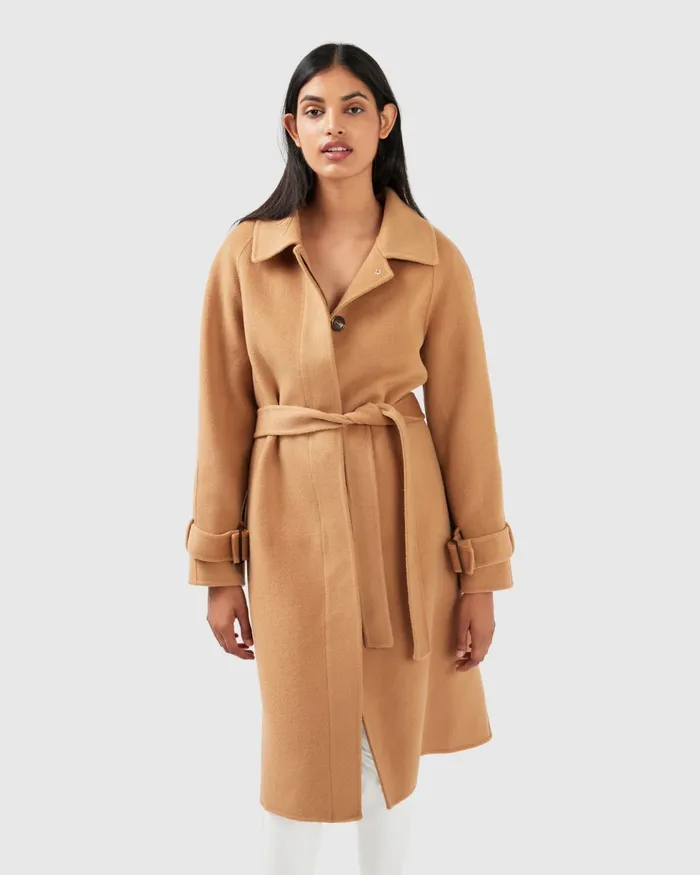Belle and Bloom Coats and Jackets Women Shore To Shore Belted Wool Coat 8211 Camel