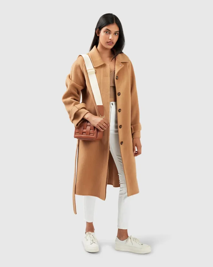 Belle and Bloom Coats and Jackets Women Shore To Shore Belted Wool Coat 8211 Camel