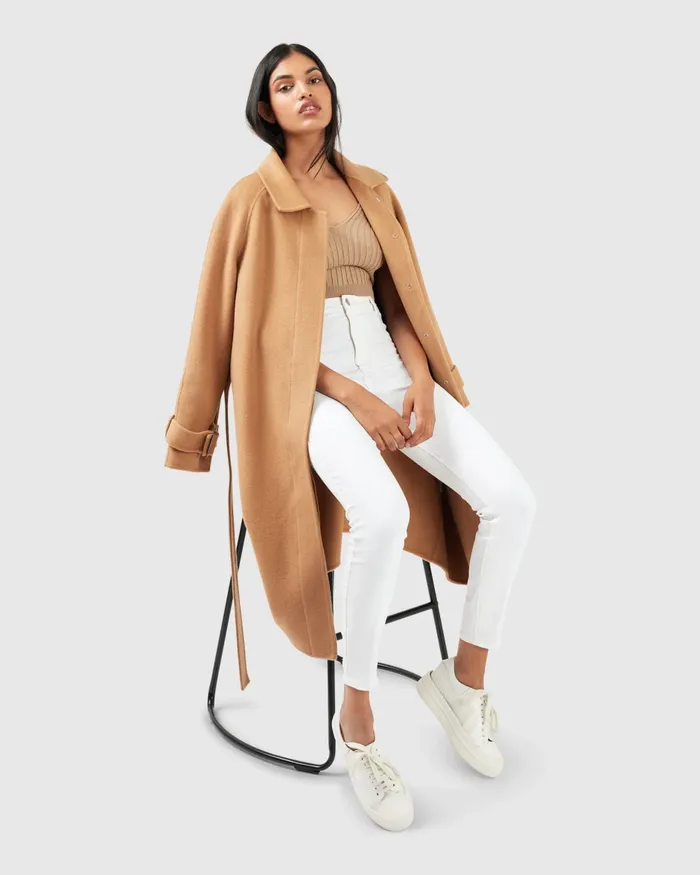 Belle and Bloom Coats and Jackets Women Shore To Shore Belted Wool Coat 8211 Camel