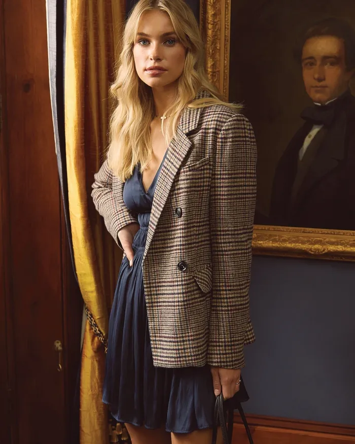 Belle and Bloom Piccadilly Wool Blend Plaid Blazer 8211 Oat Women Coats and Jackets Belle and Bloom Piccadilly Wool Blend Plaid Blazer 8211 Oat Women Coats and Jackets