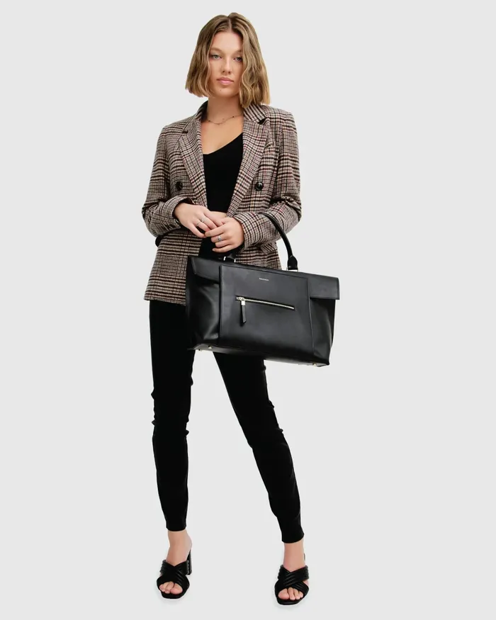 Belle and Bloom Piccadilly Wool Blend Plaid Blazer 8211 Oat Women Coats and Jackets
