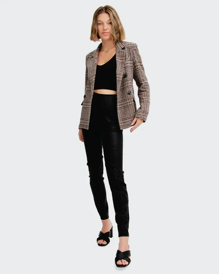 Belle and Bloom Piccadilly Wool Blend Plaid Blazer 8211 Oat Women Coats and Jackets