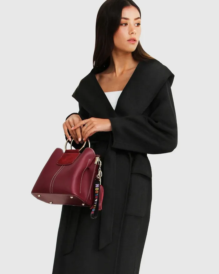 Belle and Bloom Runaway Wool Blend Robe Coat 8211 Black Women Coats and Jackets