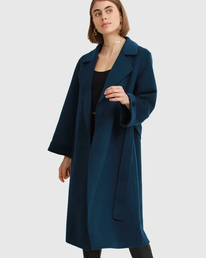 Belle and Bloom Stay Wild Oversized Wool Coat 8211 Dark Teal Women Coats
