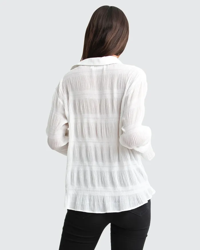 Belle and Bloom Tops Women Yoko Shirred Chiffon Blouse 8211 Cream