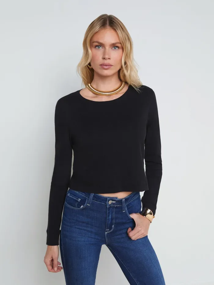 Benny Cotton Crewneck Tee Black Women L039Agence Tees