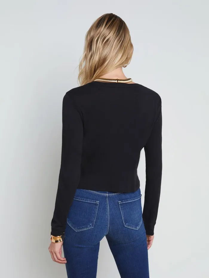 Benny Cotton Crewneck Tee Black Women L039Agence Tees Benny Cotton Crewneck Tee Black Women L039Agence Tees