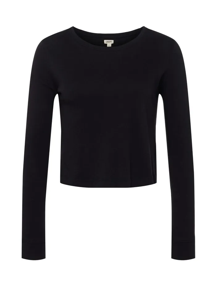 Benny Cotton Crewneck Tee Black Women L039Agence Tees Benny Cotton Crewneck Tee Black Women L039Agence Tees