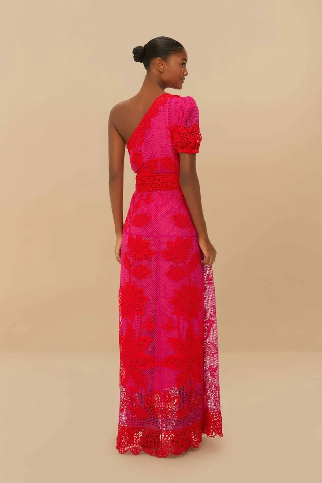 Bicolor Guipure OneShoulder Maxi Dress Women FARM Rio Maxi Dresses Bicolor Guipure OneShoulder Maxi Dress Women FARM Rio Maxi Dresses