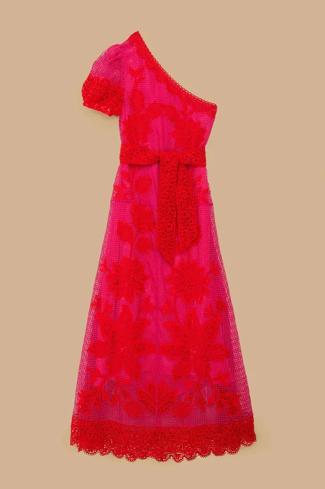 Bicolor Guipure OneShoulder Maxi Dress Women FARM Rio Maxi Dresses Bicolor Guipure OneShoulder Maxi Dress Women FARM Rio Maxi Dresses