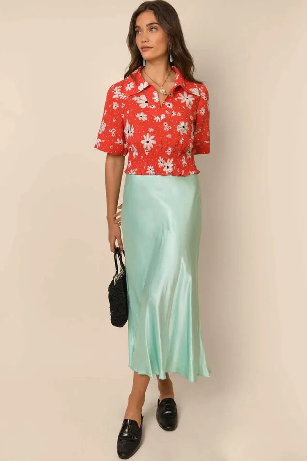 Bina Red Polka Dot Daisy Women RIXO Tops Bina Red Polka Dot Daisy Women RIXO Tops