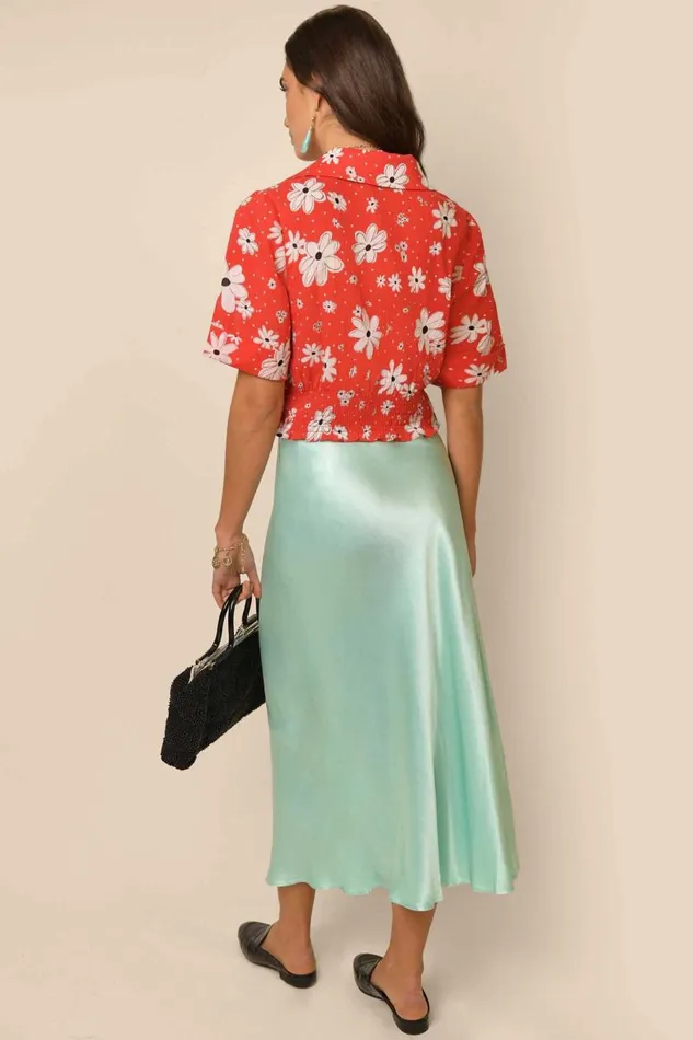 Bina Red Polka Dot Daisy Women RIXO Tops Bina Red Polka Dot Daisy Women RIXO Tops