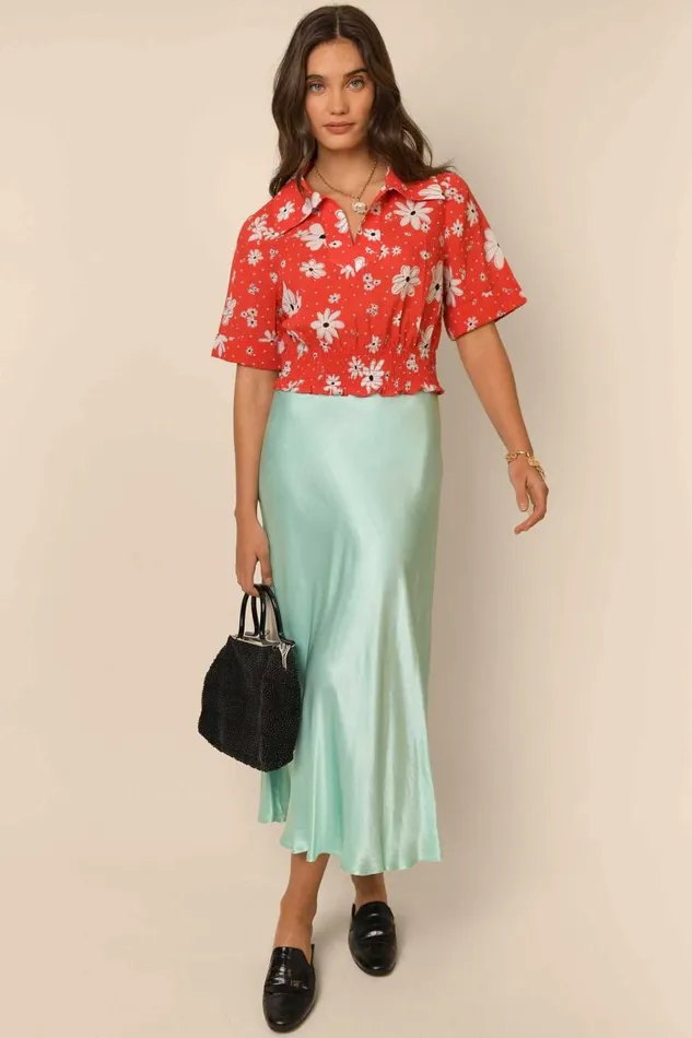 Bina Red Polka Dot Daisy Women RIXO Tops Bina Red Polka Dot Daisy Women RIXO Tops
