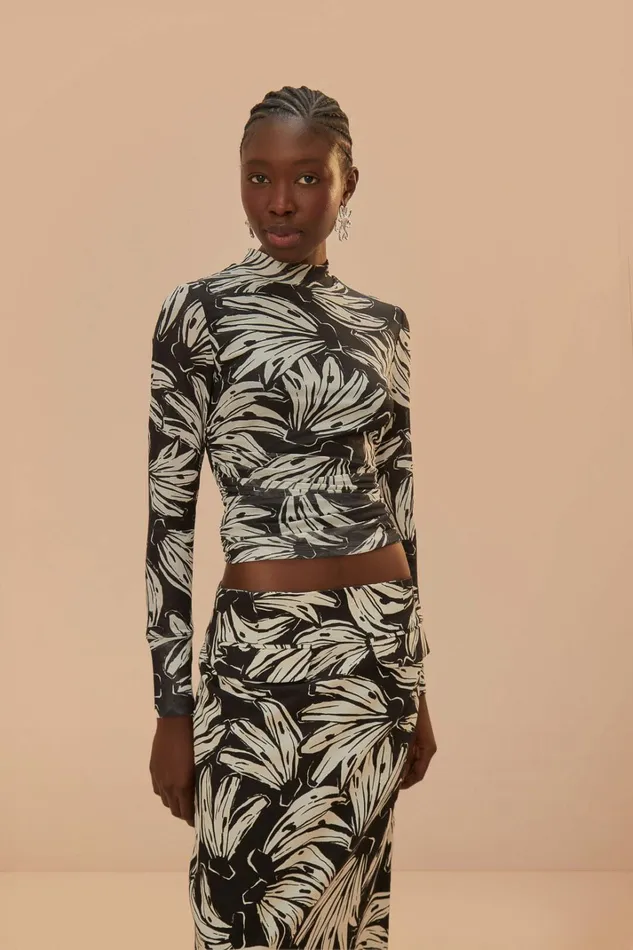 Black Bossa Banana Tulle Blouse Women FARM Rio Blouses