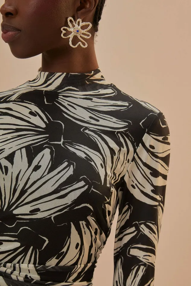 Black Bossa Banana Tulle Blouse Women FARM Rio Blouses Black Bossa Banana Tulle Blouse Women FARM Rio Blouses