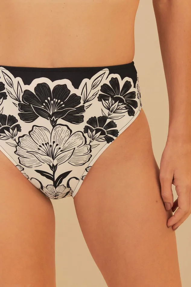 Black Flower Leopards High Waist Bikini Bottom Women FARM Rio Bikinis Black Flower Leopards High Waist Bikini Bottom Women FARM Rio Bikinis