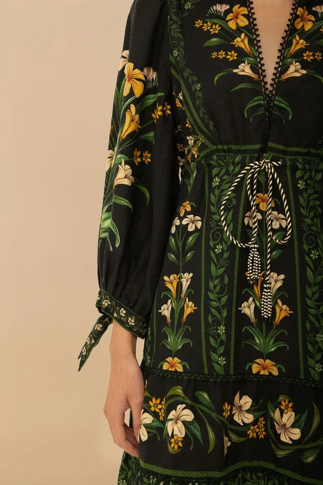Black Flowers Arch Lenzing Ecovero Euroflax Mini Dress Women FARM Rio Mini Dresses Black Flowers Arch Lenzing Ecovero Euroflax Mini Dress Women FARM Rio Mini Dresses
