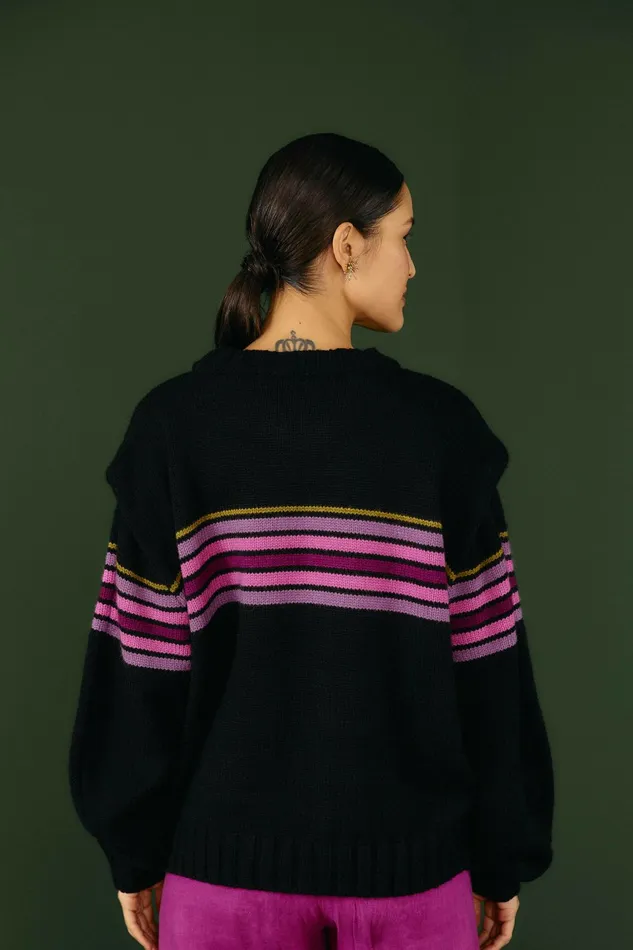 Black Graphic Yawanawa Sweater Women FARM Rio Sweaters and Sweatshirts Black Graphic Yawanawa Sweater Women FARM Rio Sweaters and Sweatshirts