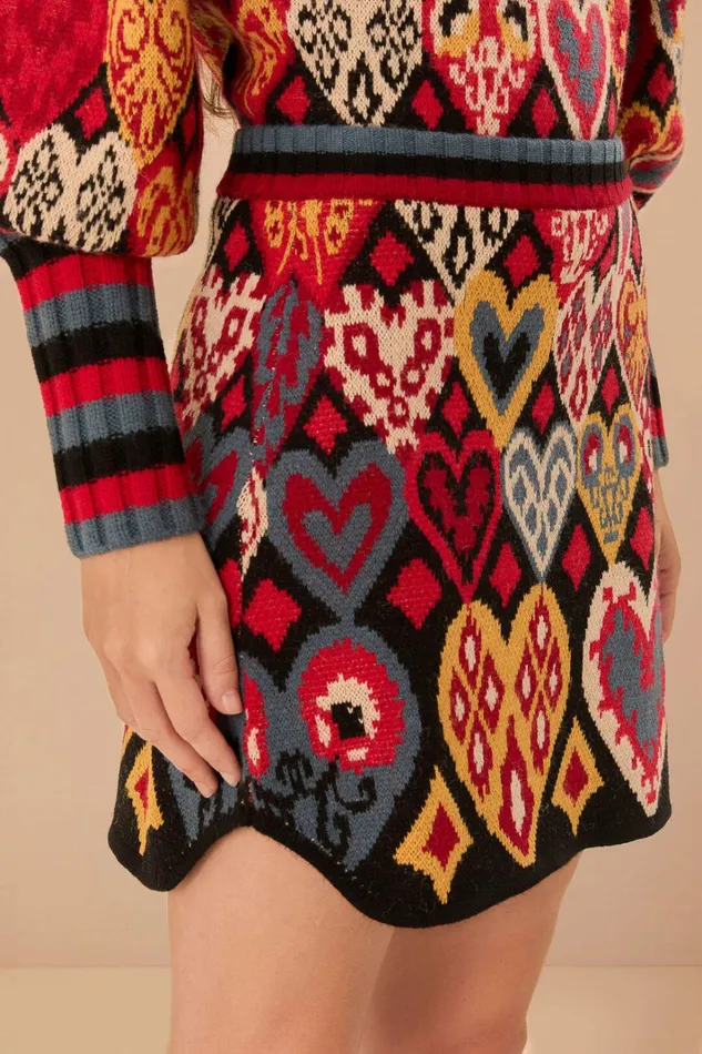 Black Hearts Ikat Knit Skirt Women FARM Rio Skirts Black Hearts Ikat Knit Skirt Women FARM Rio Skirts