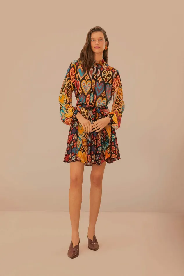 Black Hearts Ikat Mini Dress Women FARM Rio Mini Dresses