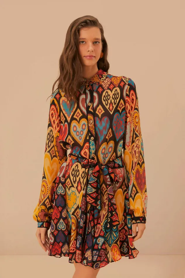 Black Hearts Ikat Mini Dress Women FARM Rio Mini Dresses Black Hearts Ikat Mini Dress Women FARM Rio Mini Dresses