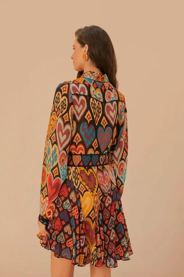 Black Hearts Ikat Mini Dress Women FARM Rio Mini Dresses Black Hearts Ikat Mini Dress Women FARM Rio Mini Dresses