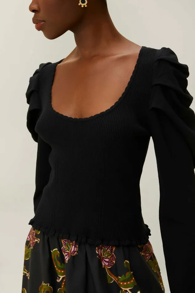 Black Knit Blouse Women FARM Rio Blouses Black Knit Blouse Women FARM Rio Blouses