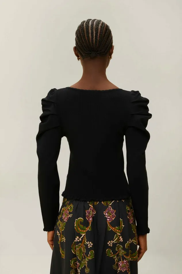 Black Knit Blouse Women FARM Rio Blouses Black Knit Blouse Women FARM Rio Blouses