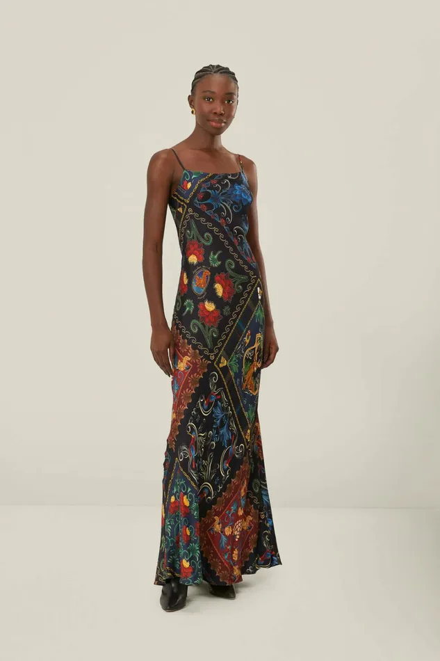 Black Mixed Arabesque Scarves Sleeveless Lenzing Ecovero Maxi Dress Women FARM Rio Maxi Dresses Black Mixed Arabesque Scarves Sleeveless Lenzing Ecovero Maxi Dress Women FARM Rio Maxi Dresses