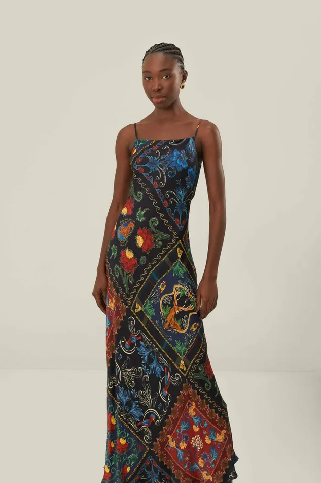 Black Mixed Arabesque Scarves Sleeveless Lenzing Ecovero Maxi Dress Women FARM Rio Maxi Dresses Black Mixed Arabesque Scarves Sleeveless Lenzing Ecovero Maxi Dress Women FARM Rio Maxi Dresses